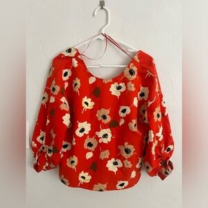 Zara Floral 3/4 Sleeve Blouse S